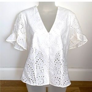 ADIVA White Eyelet Blouse, 100% Cotton